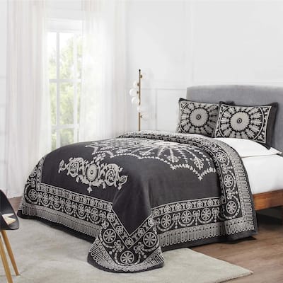 Cotton Blend Oversized Vintage Medallion Bedspread Set by Superior