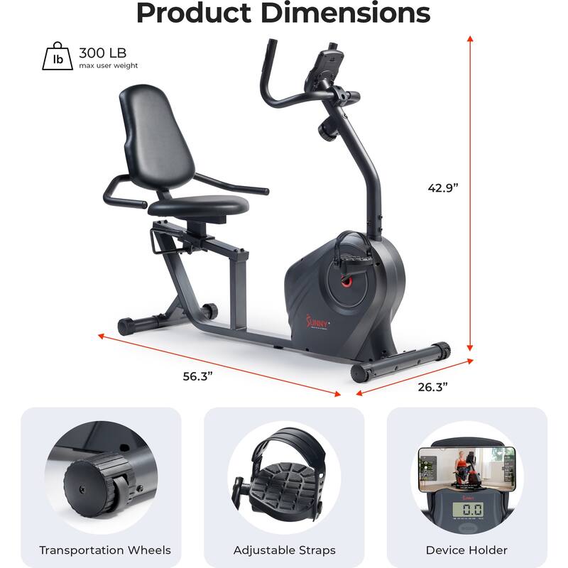 Connected Recumbent Bike RB4616 SMART - Black Gray - 16.9 x 11.8 x 2 inches