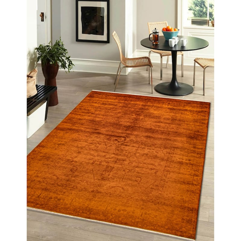 ECARPETGALLERY Hand-knotted Vibrance Orange Wool Rug - 6'1 x 9'0