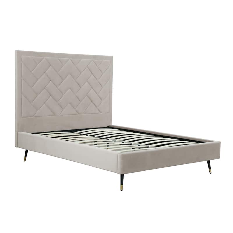 Manhattan Comfort Crosby Velvet Upholstered Bed