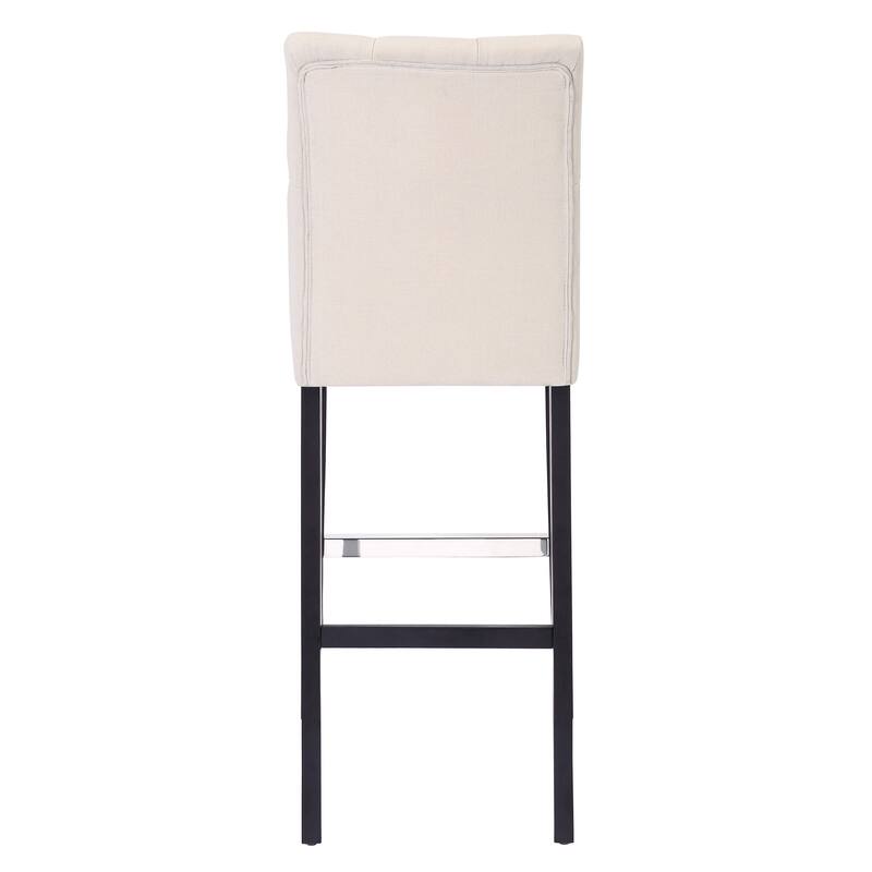 Carter 29" Button Tufted Bar Stool Black Finish