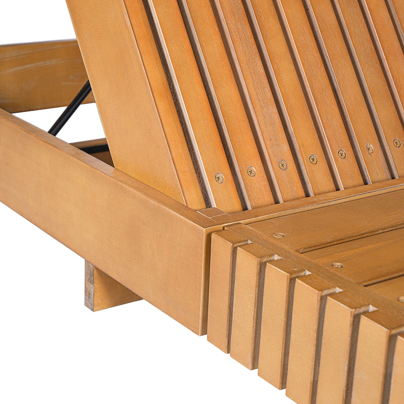 Christopher Knight Home - Gimmie Lounge Chaise Set Solid Acacia Wood with Waterproof Cushion & Adjustable Backrest