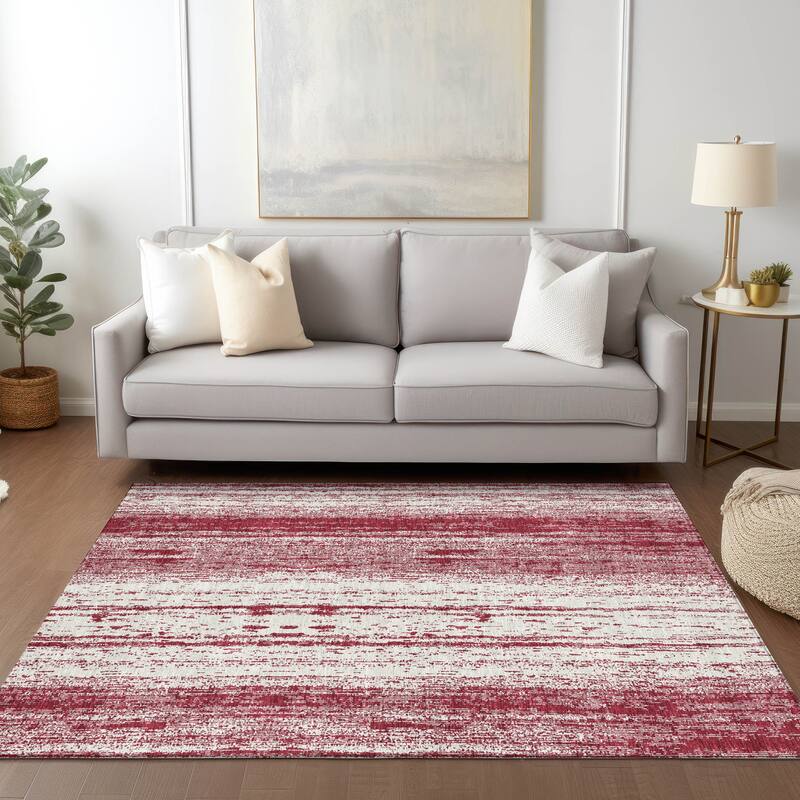 Machine Washable Indoor/ Outdoor Chantille Ombre Stripes Rug