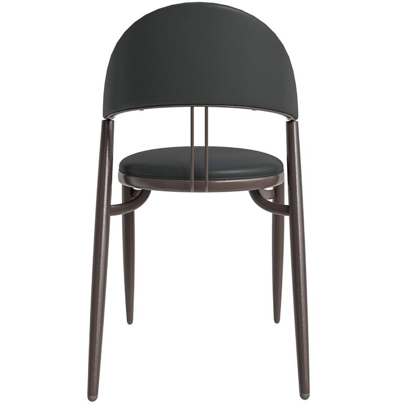 Venice Upholstered Leather Dining Chair Open Back Accent Side Chair with Iron Legs