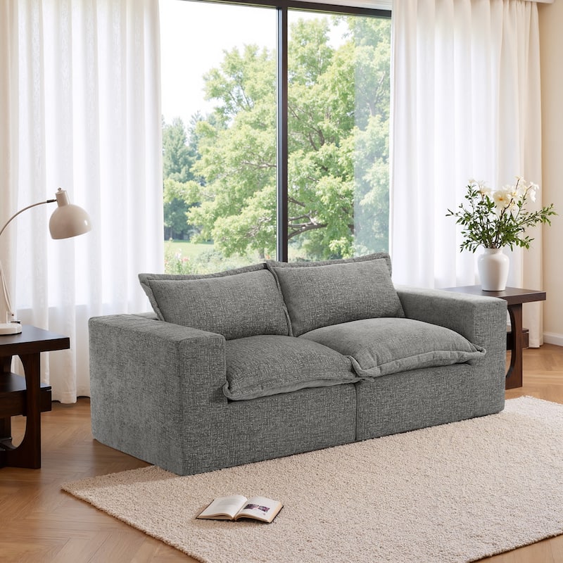 No Assembly Chenille Modular Sectional Sofa Comfy Cloud Couch - Grey-2Piece