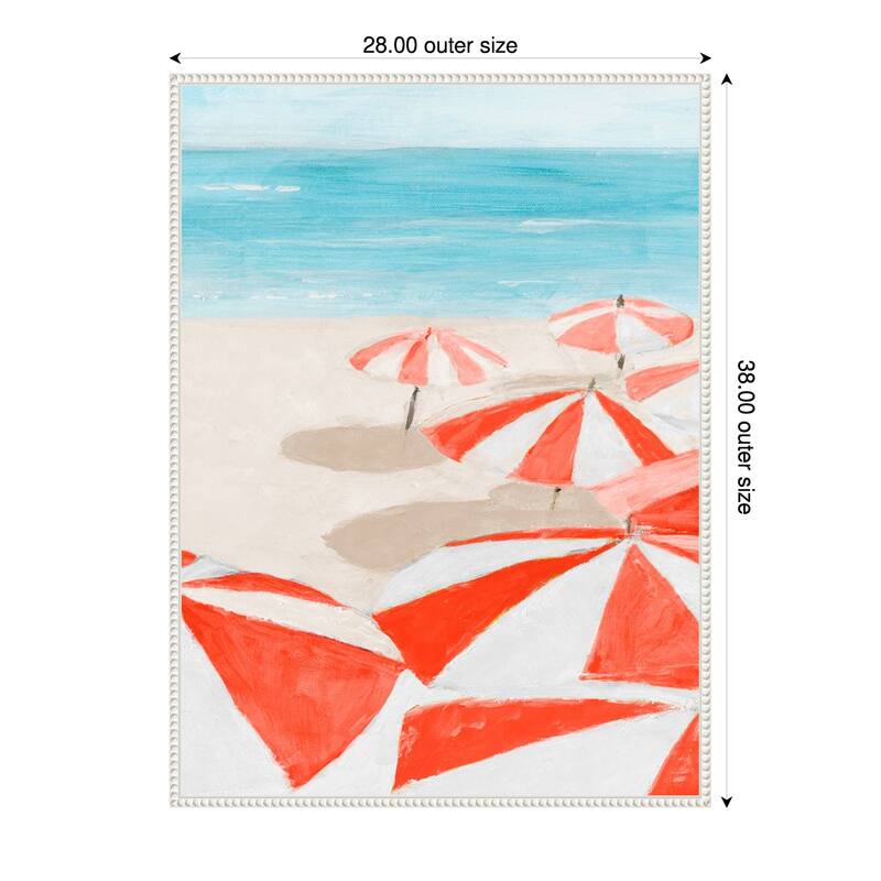 Umbrellas To The Sea No. 2 by Lorenzo collective Framed Canvas Wall Art Print - 28 x 38 in