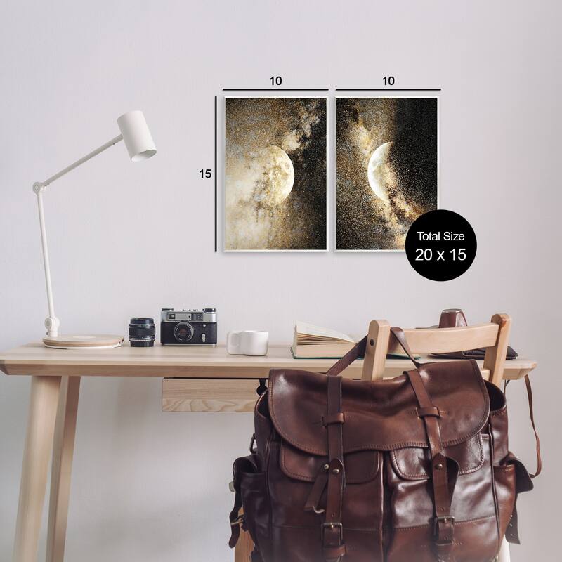 Stupell Moons with Starry Nebulas Wall Plaque Art Design By Gemma Bardot (Set of 2)