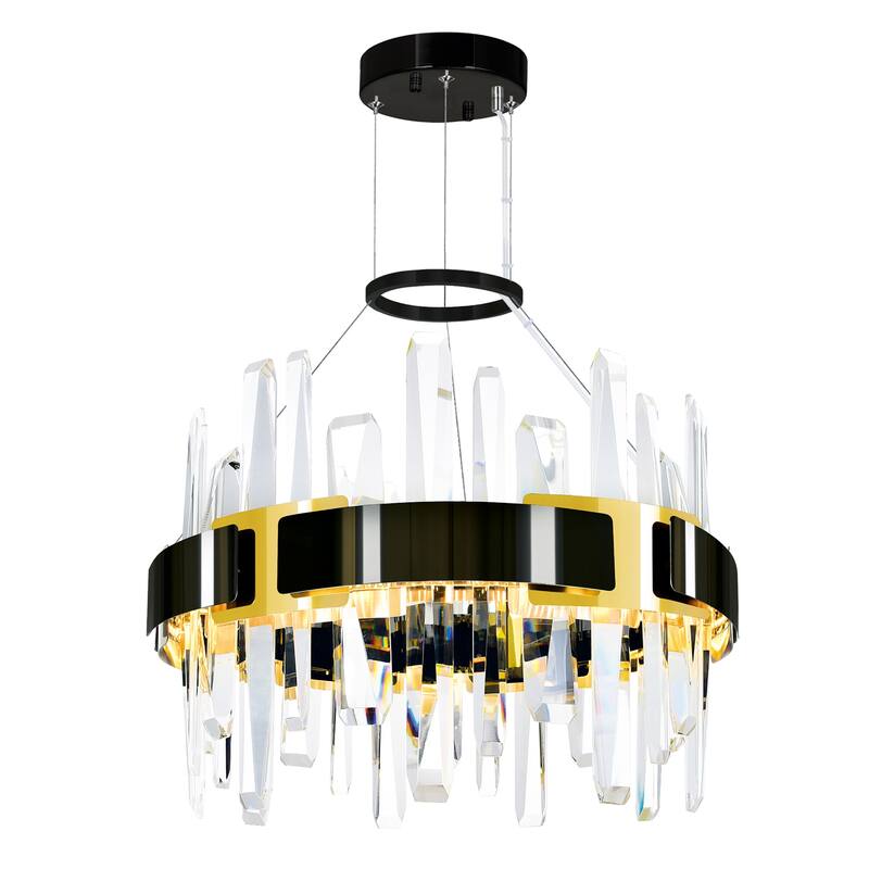 Aya Integrated LED 18in Pearl Black Chandelier - Pearl Black/Titanium/Gold