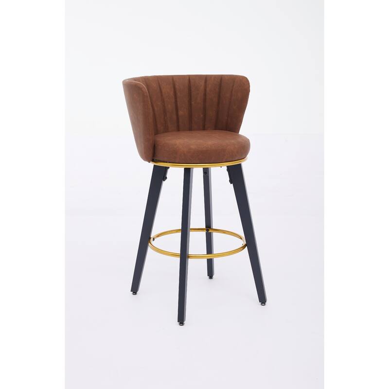 Counter Height Bar Stools Set of 2, 360° Swivel Upholstered Barstools with Backs and Metal Legs