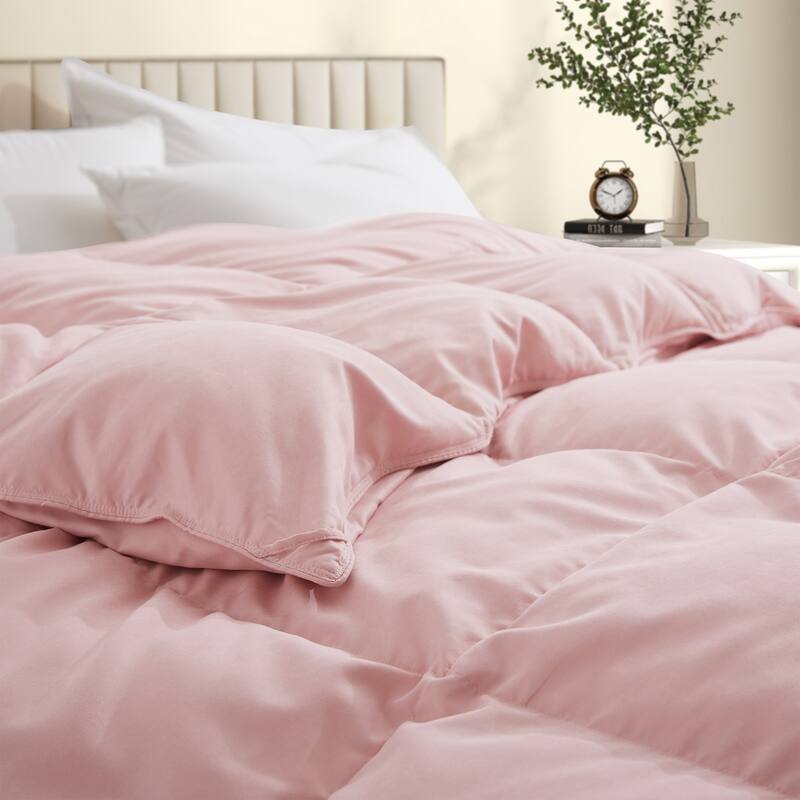 All-Season Medium Warmth White Goose Down Comforter with Premium Fabric