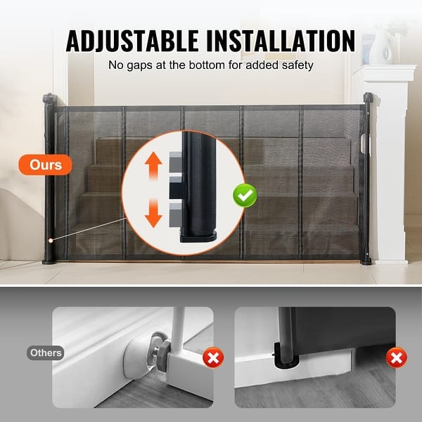 dimension image slide 4 of 9, Mesh Foldable Wide Retractable Baby Gate Suitable for Playrooms Kitchens Or Hallways
