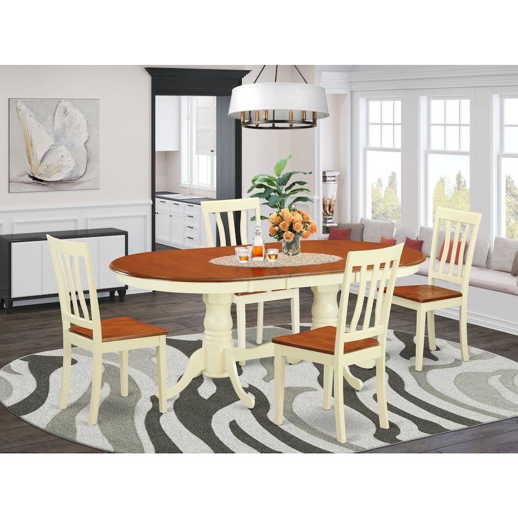 Boho Dining Set - 8 Chairs & Table - Solid Wood Kitchen Dinette - Beachy Style
