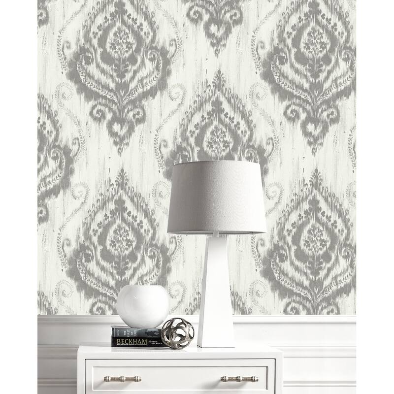 Seabrook Designs Lovette Ikat Damask Unpasted Wallpaper