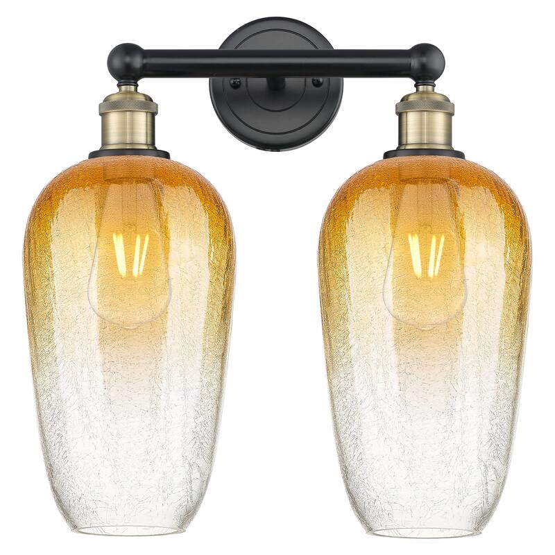 Innovations Lighting Endless Possibilities Edison - Brookhaven Flute - 2 Light 16" Bath Vanity Light - Black Antique Brass/Amber