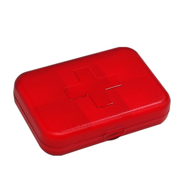 Clear Rectangle Plastic Clear Red Removable Pill Box