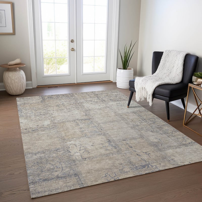 Machine Washable Indoor/ Outdoor Chantille Boho Traditional Rug - Beige - 10' x 14'