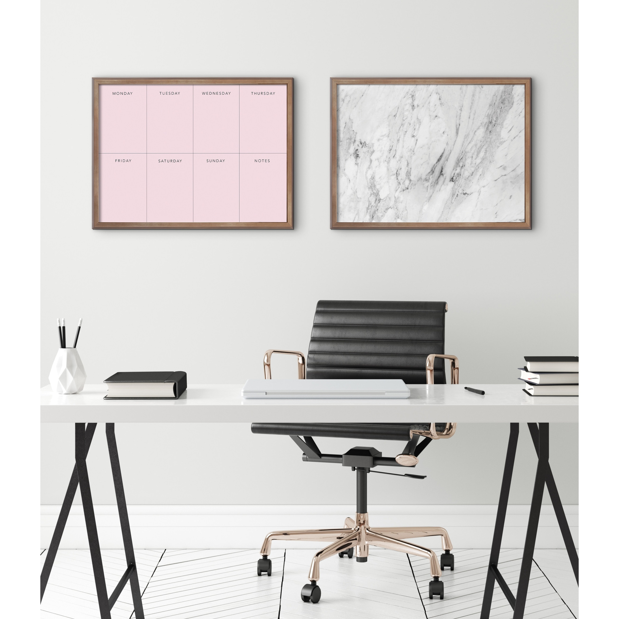 Kate and Laurel Blake Gray Marble Framed Printed Glass by The Creative Bunch Studio - 18x24