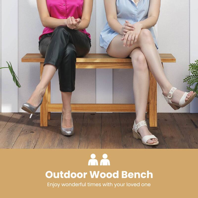 Costway 1/2 PCS Outdoor Teak Wood Bench 2-Person Loveseat Seating for - See Details