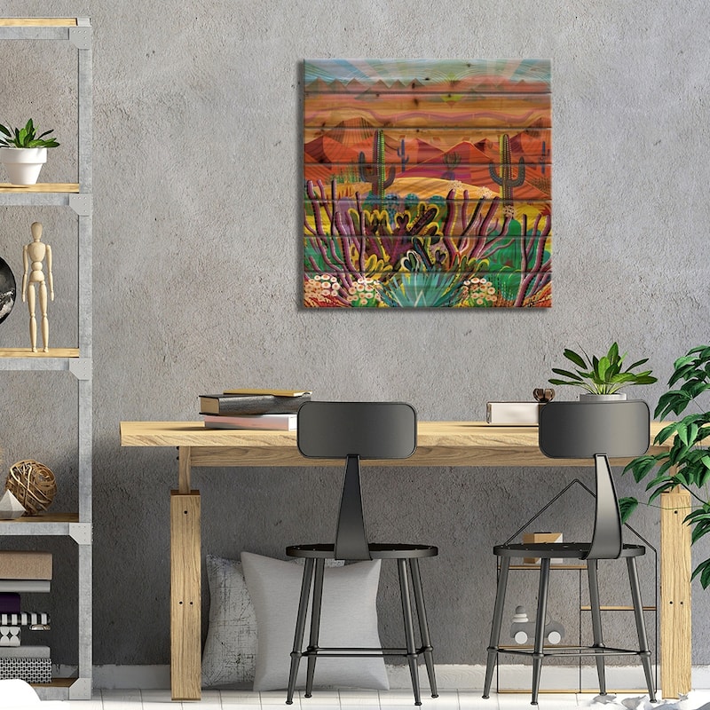 Reaching The Mountain Top Print On Wood by Charles Harker - Multi-Color