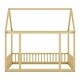 preview thumbnail 20 of 34, Floor Wooden Bed with House Roof Frame and Safety Guardrails