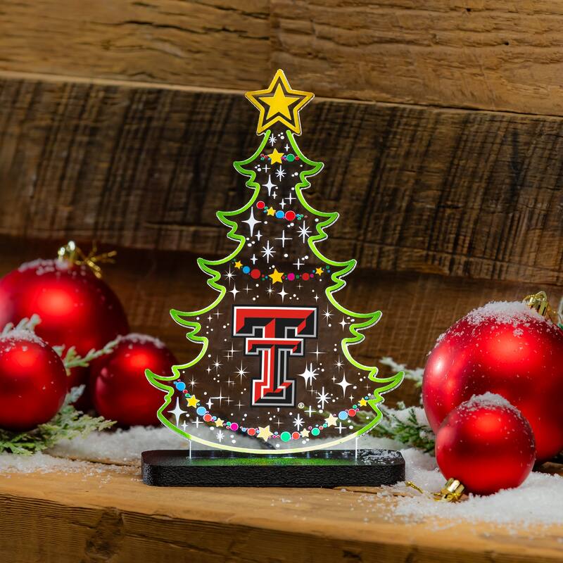 10" LED Tabletop Christmas Tree Desklite Sign, Texas Tech