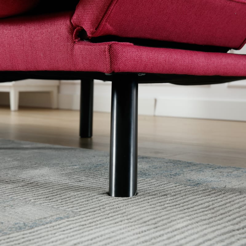 Modern Upholstered 2 Seaters Sleeper Sofa with Thick Cushion and Metal Feet