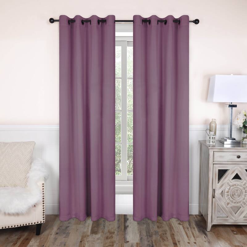 Modern Solid Room Darkening Blackout Curtains, Rod Pocket, Set of 2 - 8PC- 42" X 84" - Light Blue