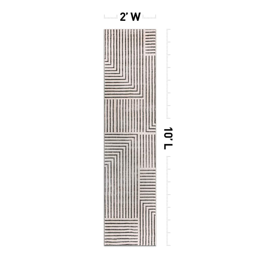 World Rug Gallery Distressed Bohemian Stripes Washable Non-Slip Area Rug