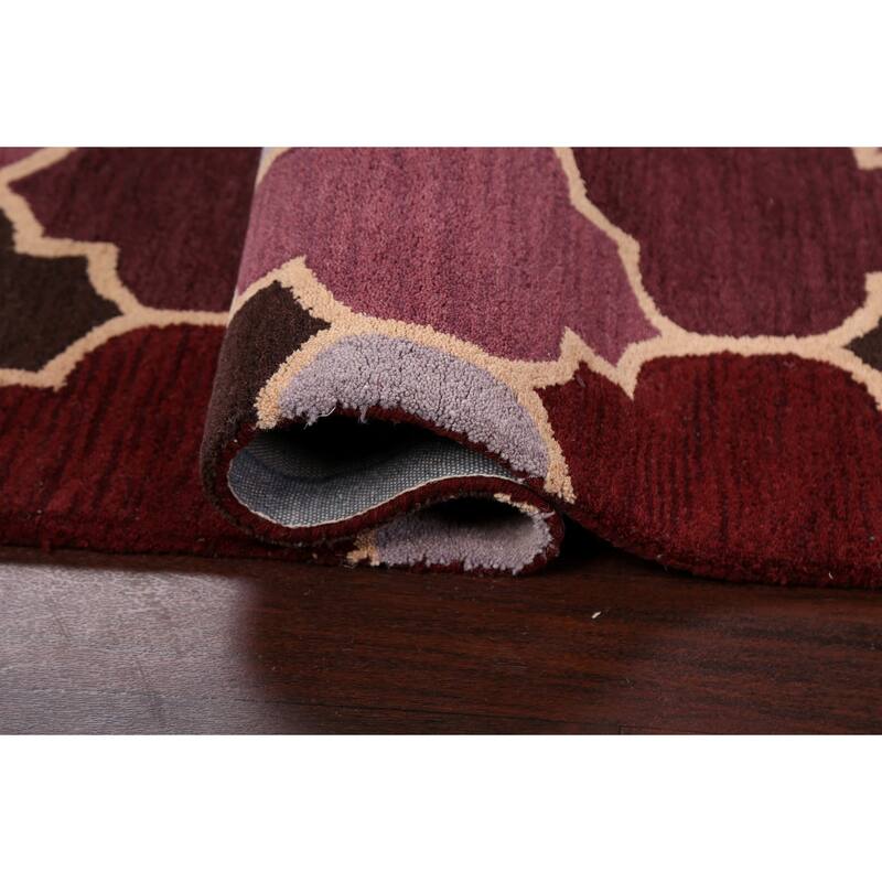 Modern Geometric Trellis Oriental Area Rug Hand-tufted Wool Carpet - 3'0" x 5'0"