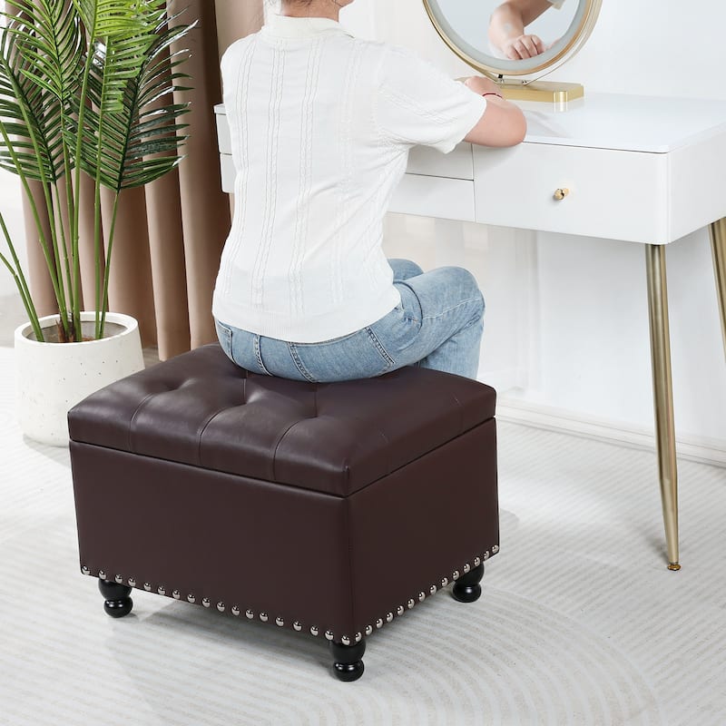 Adeco High End Classy Tufted Storage Ottoman Bench Footstool