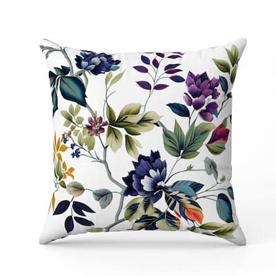 Majestic Gardens Faux Suede Reversible Throw Pillow White and Green