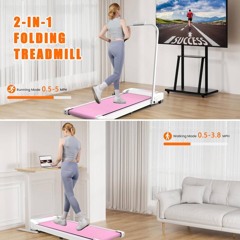 Under Desk Treadmill,Walking Pad, 2 in 1 Portable Treadmill with Handle Remote Control LED Display, Walking Jogging Machine