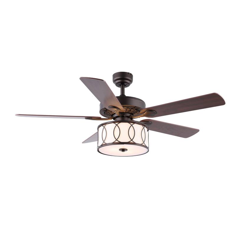 Kate 3-Light Transitional Glam Drum Shade LED Ceiling Fan With Remote, by JONATHAN Y - 52"