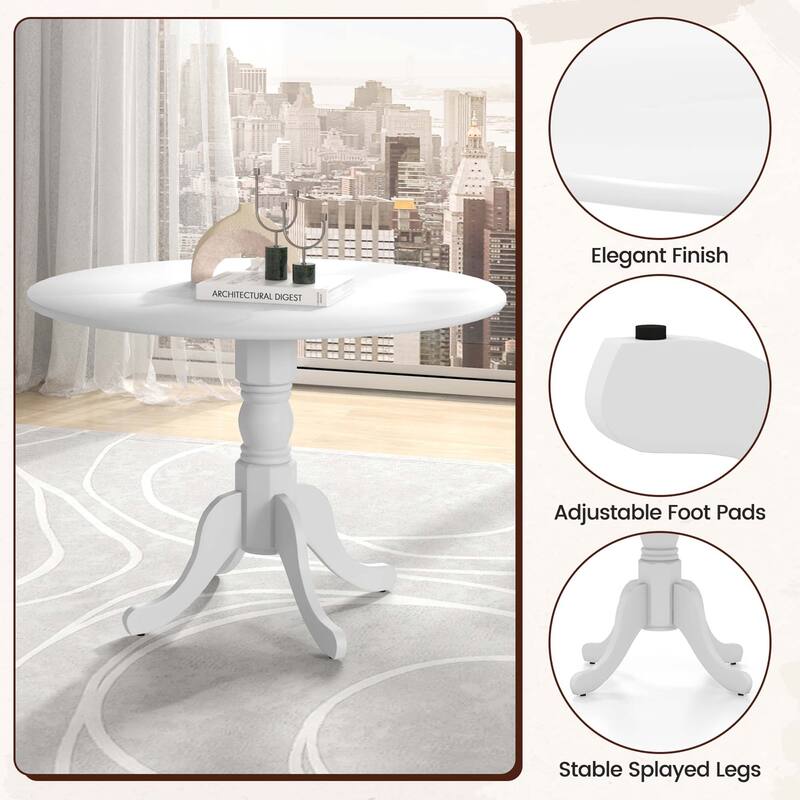 Costway Rustic Dining Table Wooden Dining Table with Round Tabletop & - See Details
