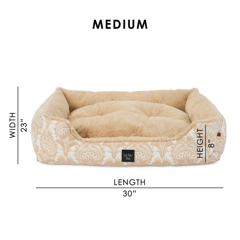 NICOLE MILLER NEW YORK PET Mod Damask Plushy Bolster Cozy & Calming Pet