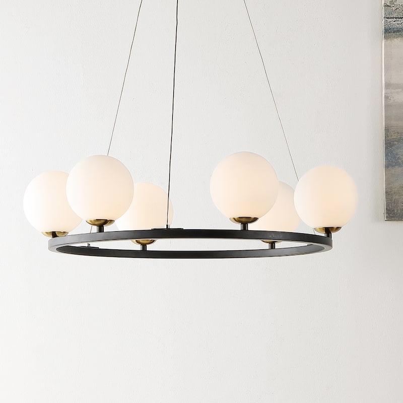 SAFAVIEH Lighting Pomona Chandelier - Matte Black - 25"W x 25"D x 85"H