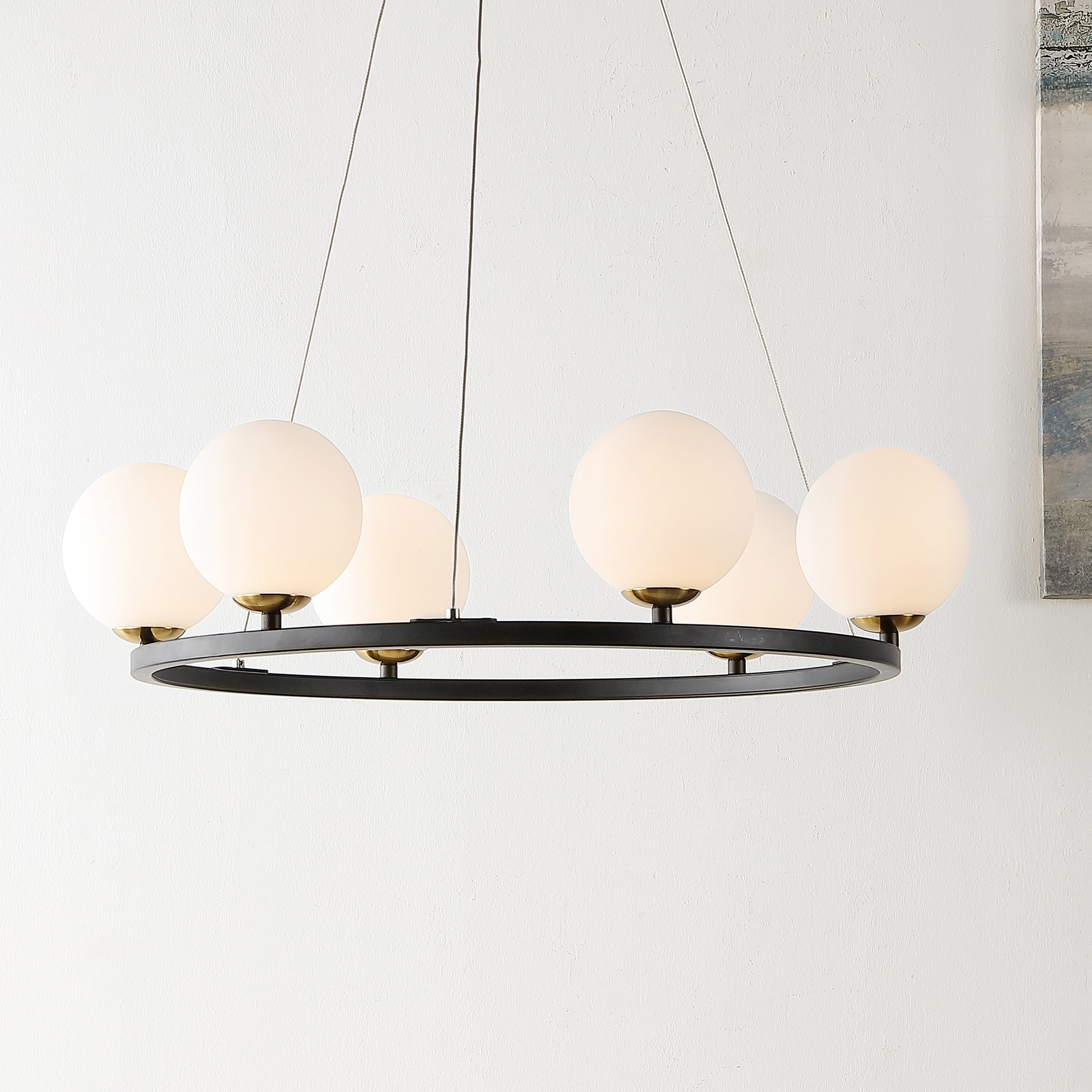 SAFAVIEH Lighting Sunna Chandelier - 25" W x 25" D x 13-85" H - Matte Black