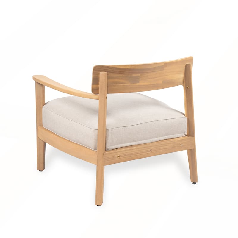 Acacia Wood Club Chair With Seat Cushion Set of 2
