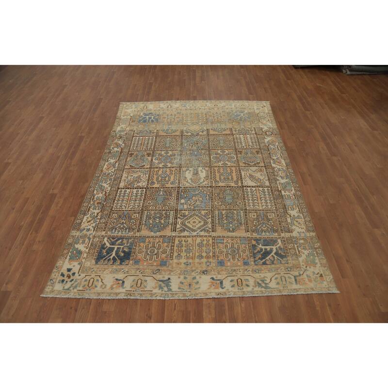 Hand Knotted Oriental 100% Wool Carpet Traditional Geometric Oranges & Rust Bakhtiari Area Rug - 9' 5'' X 6' 7''