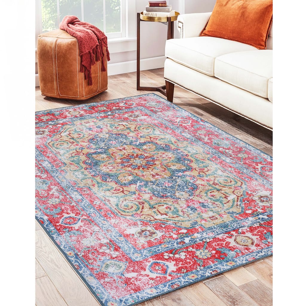 Superior Tanager Medallion Non-Slip Washable Indoor Area Rug