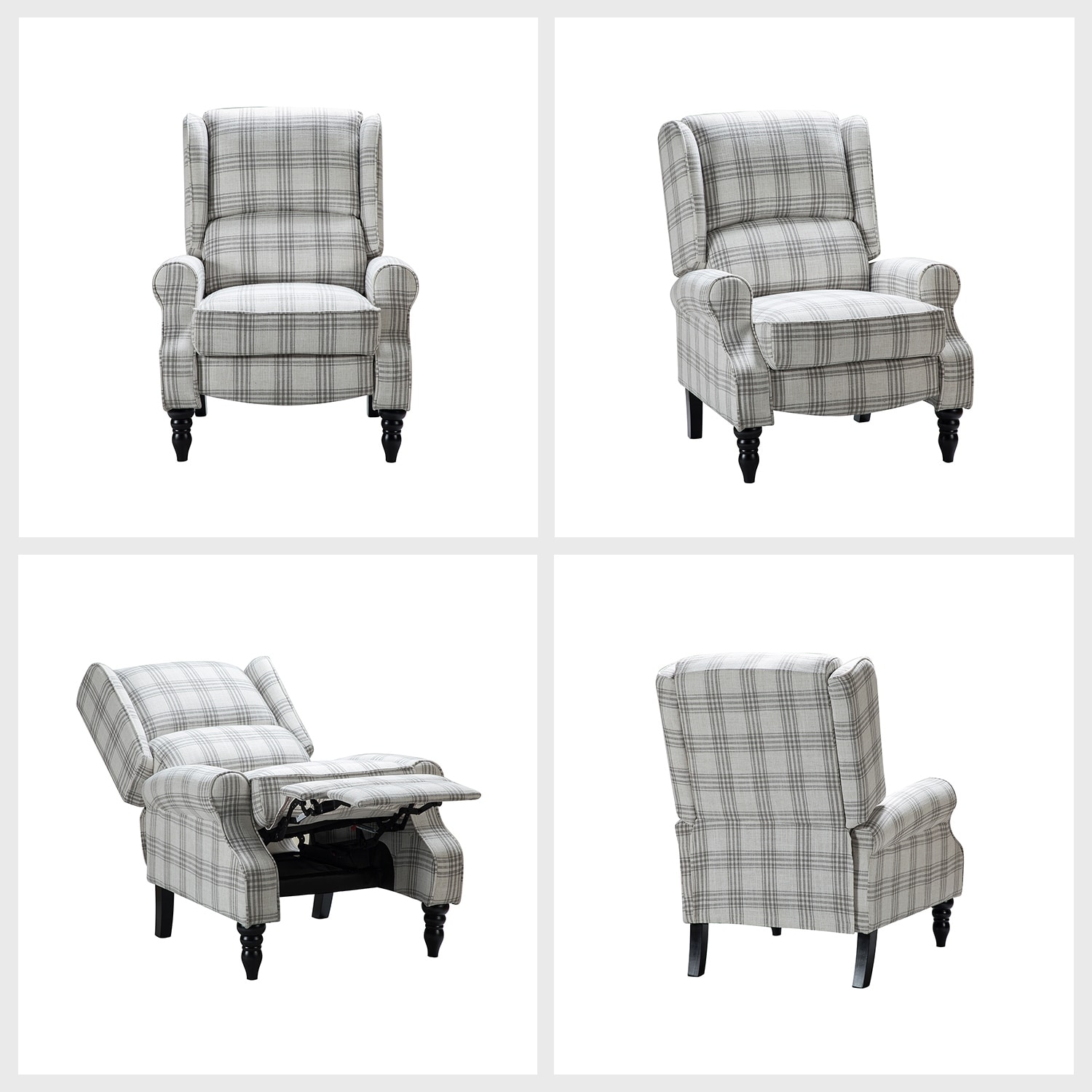 Black and white clearance plaid recliner