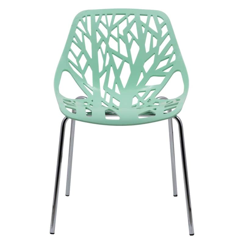 Asbury Stackable Dining Chair with Chrome Legs Side Chair with Modern Cut-Out Design Backrest