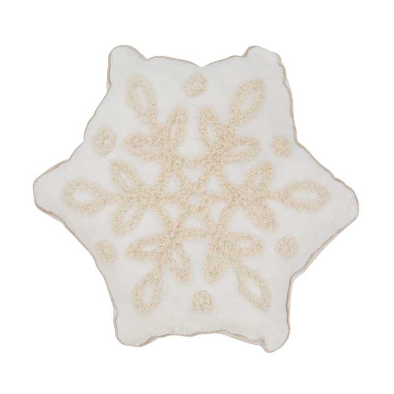 Crystal Frost Snowflake Poly Filled Throw Pillow - White - 16"x18" - Polyester