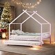 preview thumbnail 1 of 13, Metal Full Size House Bed with Twin Size Trundle Pink