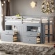 preview thumbnail 2 of 13, Elegant design Twin Size Loft Bed with 4 Drawers, Underneath Cabinet and Shelves, Space-saving, Solid Construction, Grey