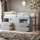 preview thumbnail 1 of 13, Twin Size Loft Bed with 4 Drawers and Underneath Cabinet, Grey Grey