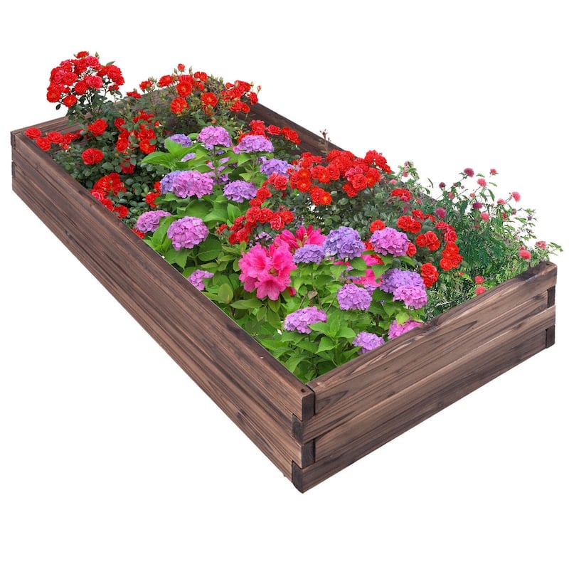 Gymax Wooden Raised Garden Bed Kit - Elevated Planter Box For Growing - See Details