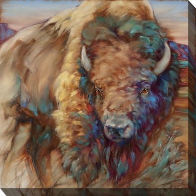 BrownGray Troublemakers Outdoor Canvas Square Wall Art Decor 24" x 24"