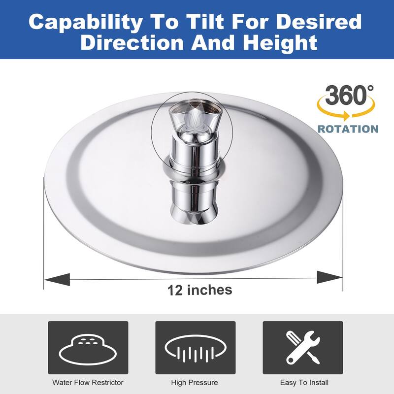 WOWOW 1-Spray Patterns with Wall Mount Rain Fixed Shower Head