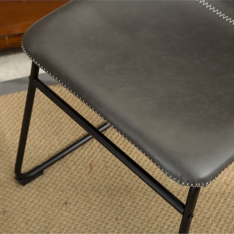 Mid-Century Modern PU Leather Dining Chairs, Set of 2